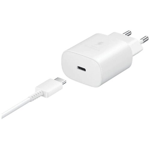 Сетевое зарядное устройство Samsung EP-TA800, 25 Вт, USB-C to USB-C cable блок питания зарядное устройство для samsung galaxy z flip3 flip4 fold3 fold4 sm f721b sm f936b 25w черный fast charger выход usb c