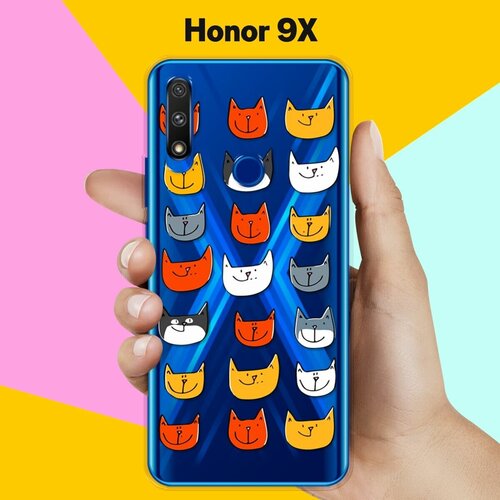 силиконовый чехол цветной узор на honor 9x premium Силиконовый чехол Узор из котов на Honor 9X