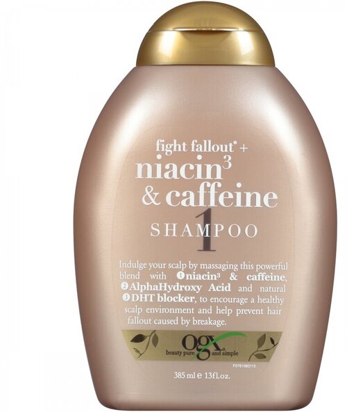 Шампунь против выпадения волос с ниацином и кофеином OGX Fight Fallout Niacin & Caffeine Shampoo 385 мл