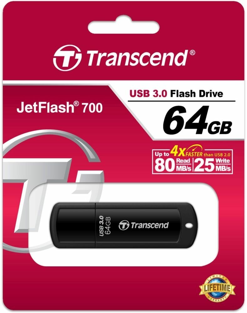 Флешка Transcend Jetflash 700 64ГБ USB3.0 черный (TS64GJF700)