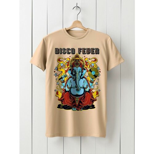 фото Футболка твоя футболка!, хлопок, принт сюжетный, размер 3xl, бежевый