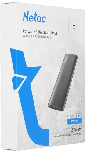 1 ТБ Внешний SSD Netac Z Slim, USB 3.2 Gen 2 Type-C, черный - фотография № 15