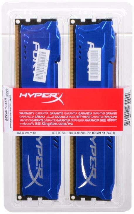 Модуль памяти KINGSTON HyperX FURY Blue Series DDR3 - 2x 4Гб 1600, DIMM, Ret - фото №5