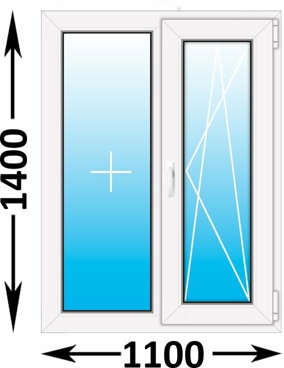Пластиковое окно Veka WHS двухстворчатое 1100x1400 (ширина Х высота) (1100Х1400)