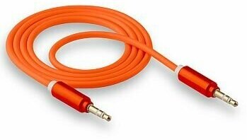 Кабель AUX 3.5 мм , оранжевый прорезиненный/ AUX кабель в машину / Аудио кабель aux mini jack 3.5 мм / Кабель aux для авто