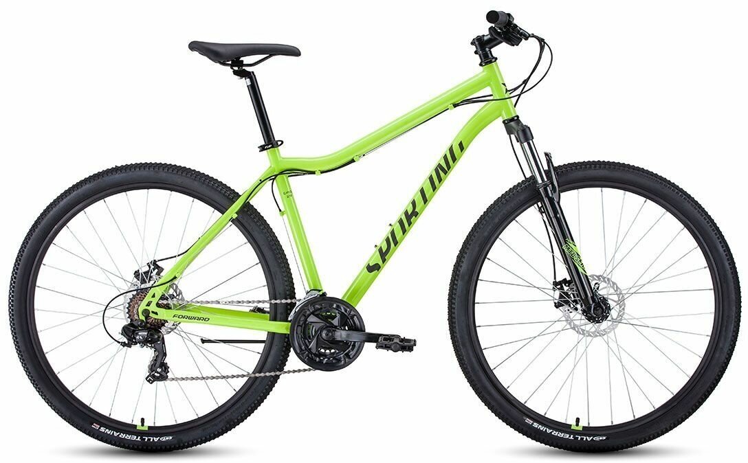 Велосипед Forward Sporting 29 2.0 D (29' 8 ск. рост. 19') 2023, ярко-зеленый/черный, Rb3r98140bgnxbk