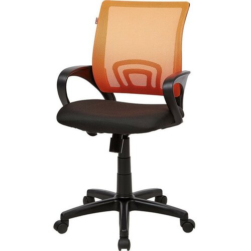 Кресло оператора EChair-304 (ткань черная, сетка оранжевая, пластик)