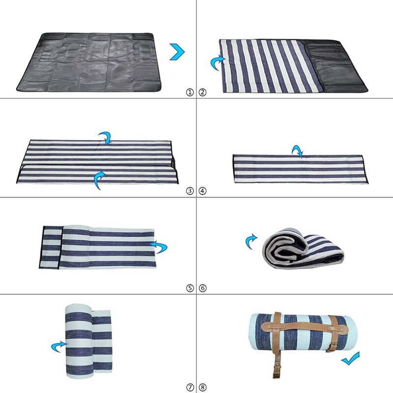 Покрывало-подстилка для пикника Skully Blanket 2x2m waterproof blue-cells - фотография № 6