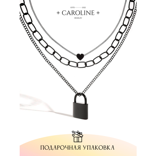 Колье Caroline Jewelry, акрил, длина 50 см, серебряный