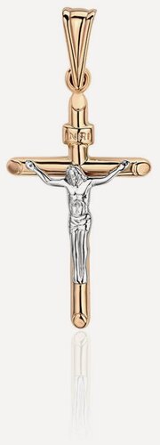 Изображение товара Крестик, комбинированное золото, 585 проба