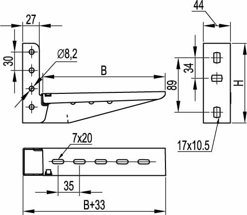 Консоль с опорой ML осн.150 сталь DKC BBL5015 - фотография № 2