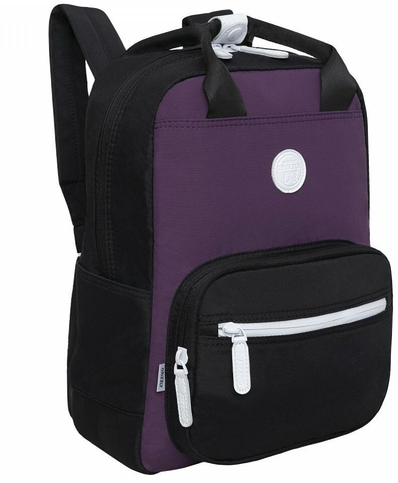 Рюкзак GRIZZLY RXL-326-3 черный фиолетовый, 27х38х13