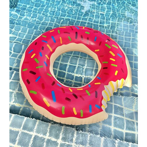 Надувной круг для плавания 100 см пончик розовый/клубничный (Strawberry Donut)
