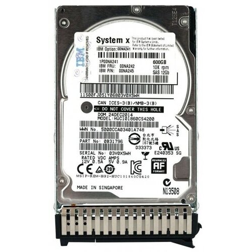 Жесткий диск Lenovo 00NA242 600Gb 10520 SAS 25 HDD 2622500₽