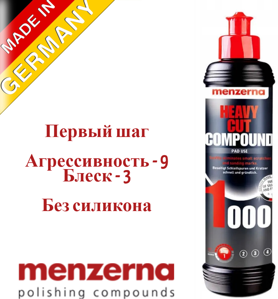 Высокоабразивная полировальная паста для автомобиля Menzerna Heavy Cut Compound 1000 250мл