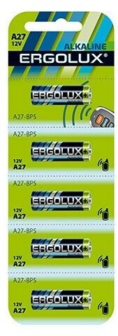 Ergolux LR27A BL-5 (A27-BP5, батарейка,12В) (упак. 5 шт.), цена за 1 упак.
