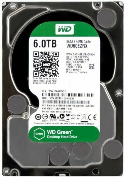 Жесткий диск Western Digital WD60EZRX 6Tb IntelliPower SATAIII 3.5" HDD