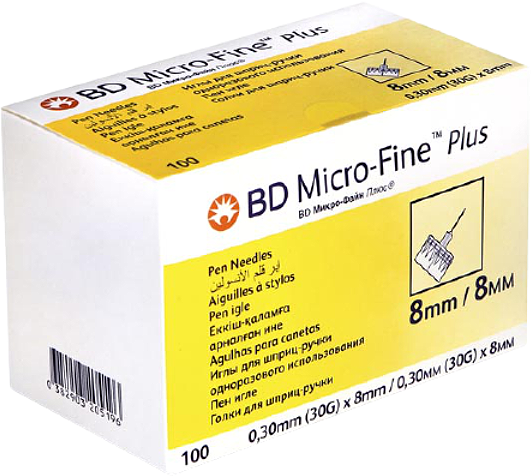 Иглы BD Micro-Fine Plus 0,30 мм (30G) х 8 мм 100 шт