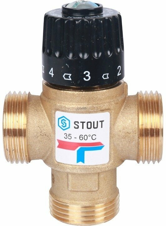 Клапан термостатический смесительный НР 1, 35-60°С, KV 2.5 м3/ч STOUT (SVM-0120-256025)