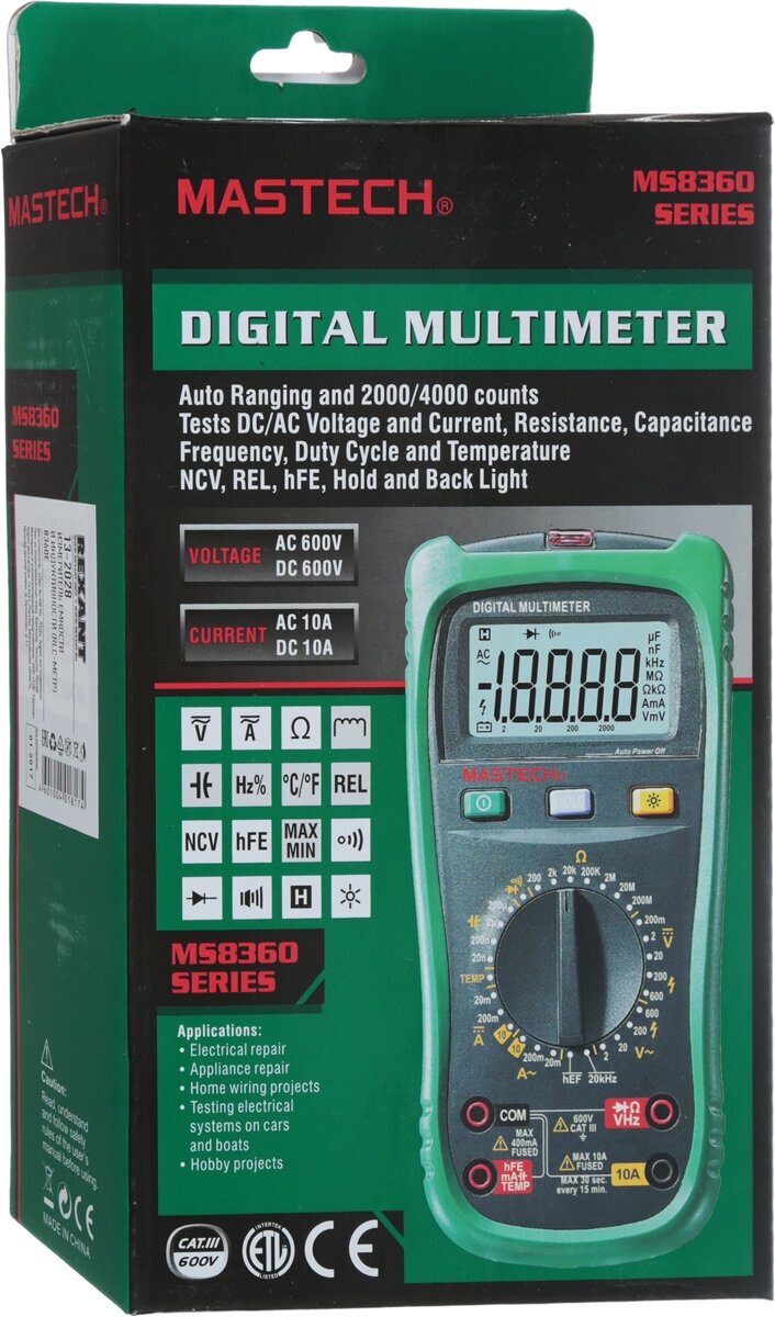 Мультиметр Mastech MS8360E с измерением емкости и индуктивности, прозвонка цепи - фотография № 10