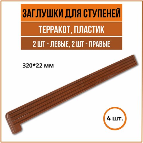 Заглушки для ступеней из ДПК, Терракот, 320*22 мм, 4 шт.