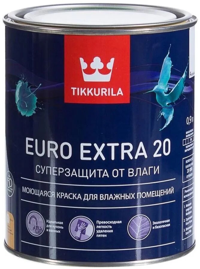 Краска интерьерная Tikkurila Euro Extra 20 полуматовая база C 0,9 л