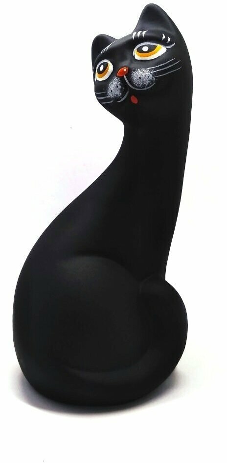 Статуэтка Кошка Муська черная 21см керамическая