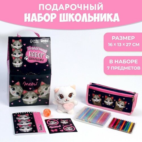 Подарочный набор с мягкой игрушкой «Кот», 7 предметов