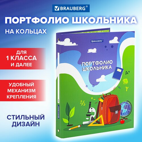 Папка-портфолио школьникадошкольника школьная история 4 кольца обложка твёрдая матовая BRAUBERG 115241 Квант продажи 1 ед 722₽