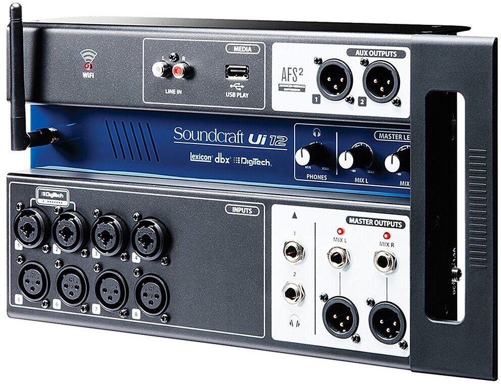 SOUNDCRAFT Ui-12 - рэковый микшер, 4 comboXLR входы mic/line, 4 XLR входы mic