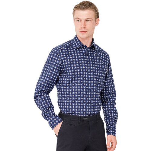 фото Рубашка мужская olymp luxor modern fit синяя растительный принт арт. 68390218 размер 38