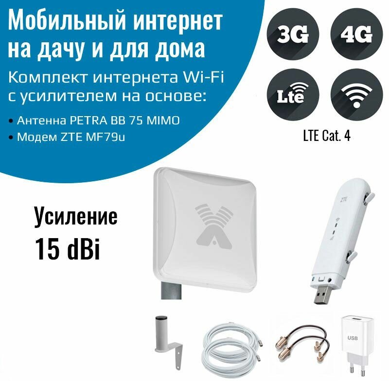 Комплект 3G/4G интернета для дачи с Wi-Fi ZTE MF79u