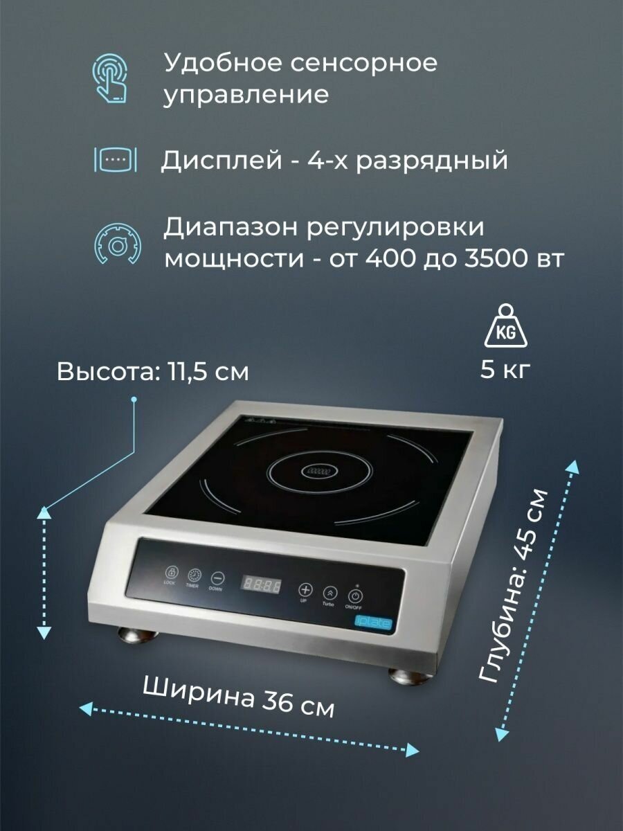 Индукционная плита Iplate 3500 ALINA +спиртовые дрожжи Alcotec 48 и Doube snake 48, серебристый - фотография № 4