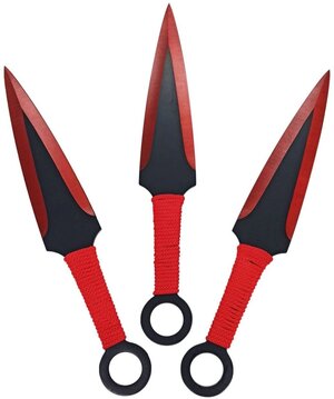 Нож кунай красный в обмотке 23 см (набор 3 штуки в чехле)