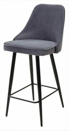 Барный стул NEPAL-BAR серый 27, велюр/ черный каркас
