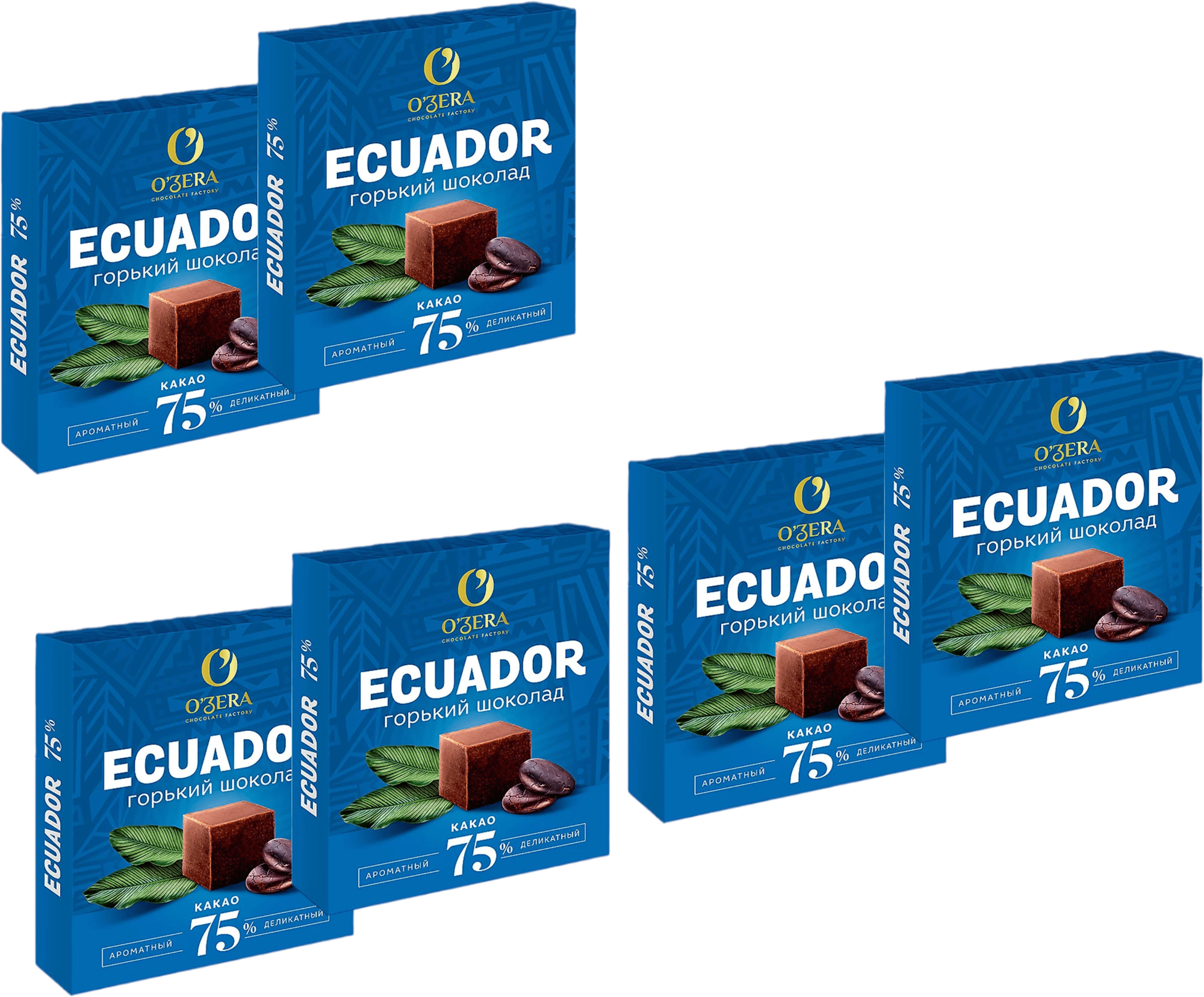 O Zera Шоколад в кубиках ECUADOR 75%, 90 г х 6 штук