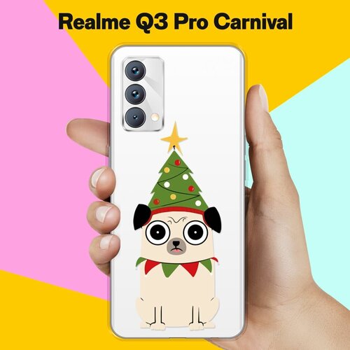 Силиконовый чехол на realme Q3 Pro Carnival Edition Елка-мопс / для Реалми Ку 3 Про Карнивал силиконовый чехол на realme q3 pro carnival edition узор новогодний для реалми ку 3 про карнивал