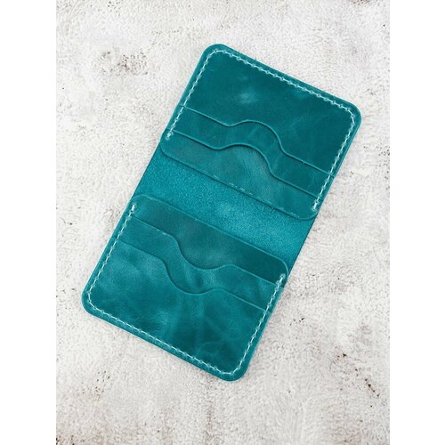 фото Кошелек custopelle, натуральная кожа, гладкая фактура, без застежки, 2 отделения для банкнот, отделение для карт, подарочная упаковка, бирюзовый