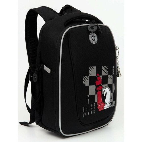 Школьный рюкзак GRIZZLY RAf-393-10 черный-красный, 29х36х18