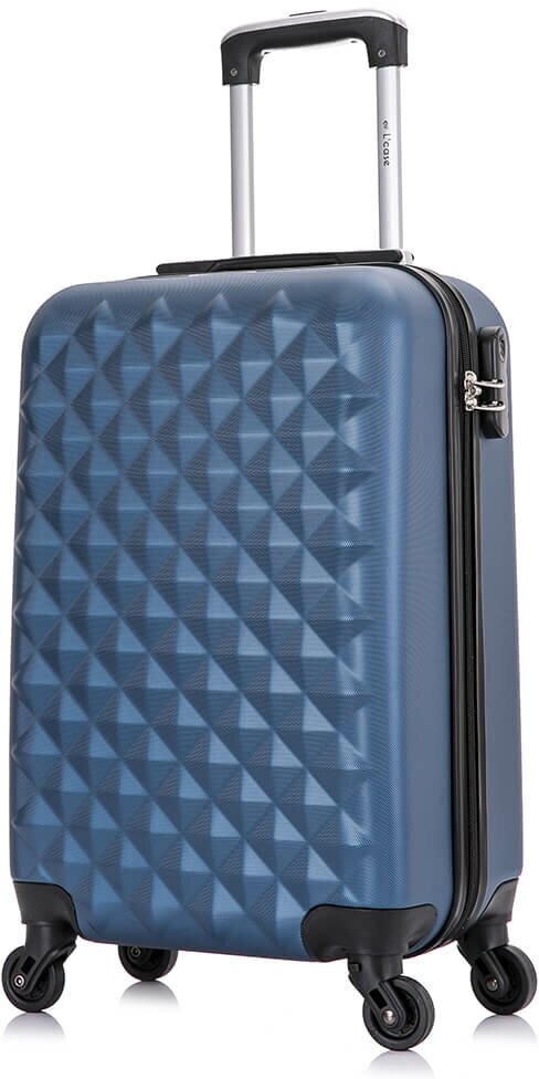 Чемодан на колесах L case Phatthaya. Маленький S, АВС пластик. Темно-синий дорожный чемодан на колесиках для путешествий и поездок.
