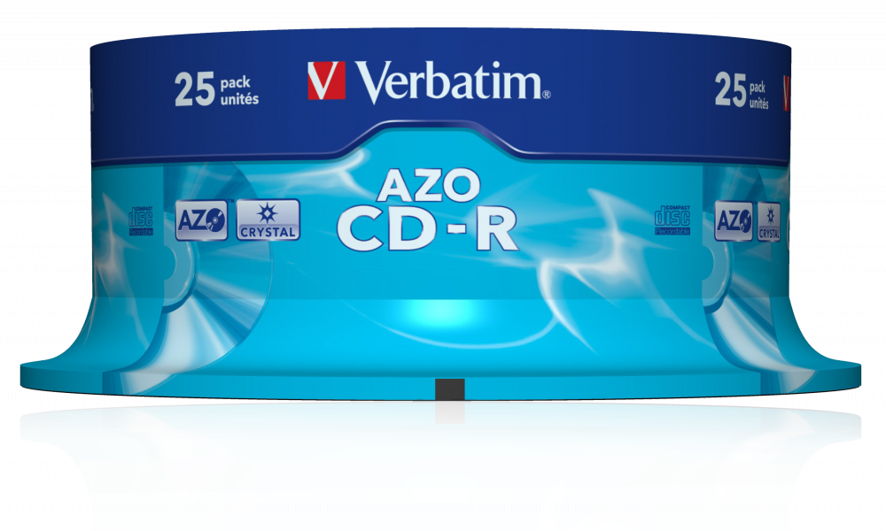 Verbatim CD-R диски 25 шт. Verbatim 52-x 700Mb Cristal AZO Cake Box (43352) Оптический диск CD-R 43352