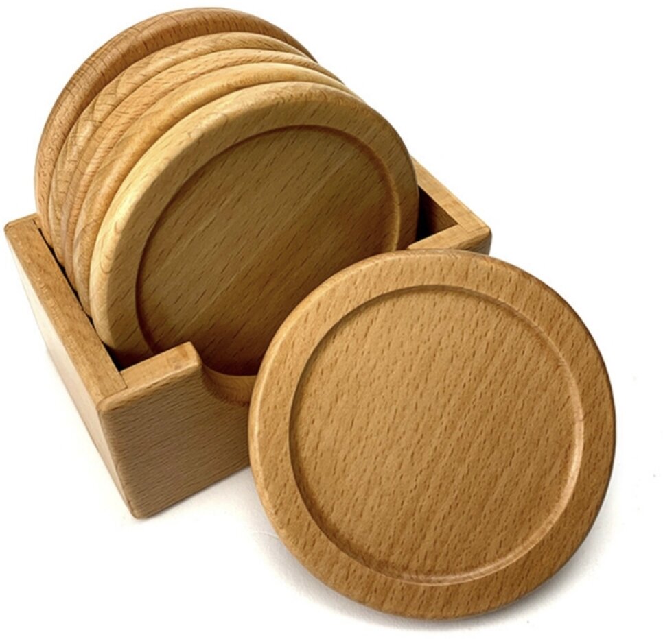Комплект из 6 термостойких деревянных эко подставок под посуду.