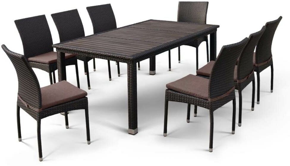 Комплект плетеной мебели T347/Y380A-W53 Brown (8+1) Afina