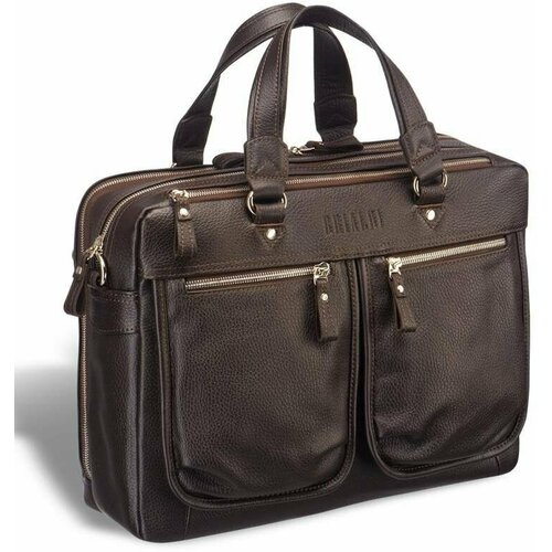 фото Сумка brialdi классическая, натуральная кожа, вмещает а4, коричневый