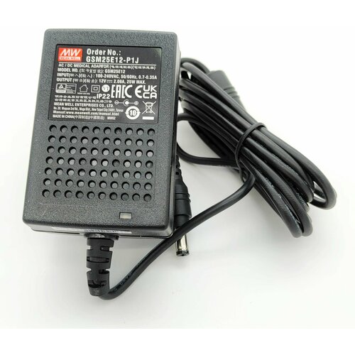 Блок питания сетевой, 12в, 2.08а, 25вт, 5.5*2.1мм (+), сетевая вилка, Mean Well GSM25E12-P1J