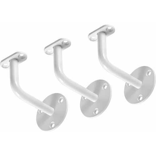 Кронштейн для плоского поручня пристенный, 3 шт, белый глянец