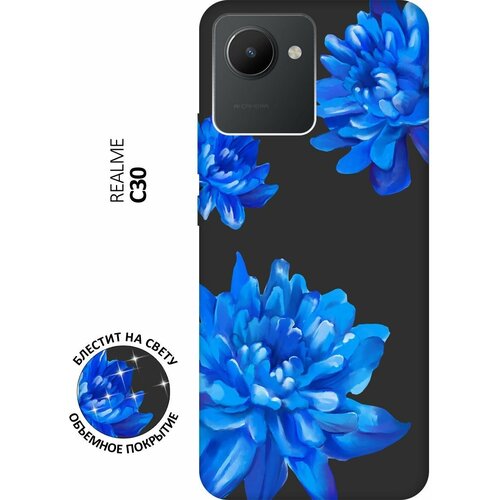 Матовый Soft Touch силиконовый чехол на realme C30, Рилми С30 с 3D принтом Amazing Asters черный матовый soft touch силиконовый чехол на realme c30 рилми с30 с 3d принтом corgimania черный