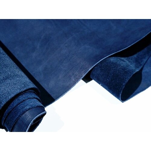 Кожа натуральная в листах. Краст 1.2-1.4 . А3. Синий. Товар уцененный