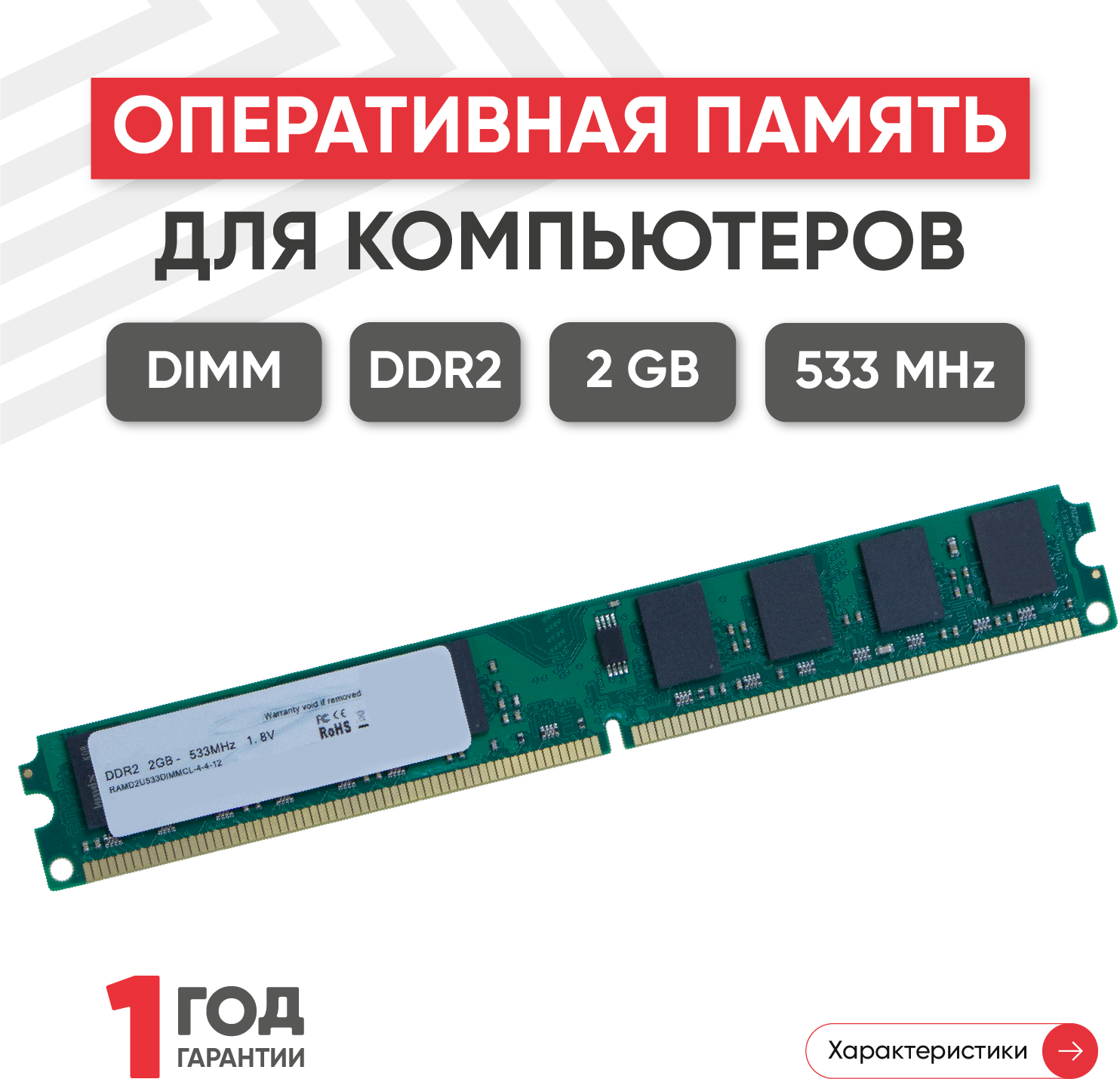 Модуль памяти Ankowall DIMM DDR2 2ГБ 533МГц PC2-4200