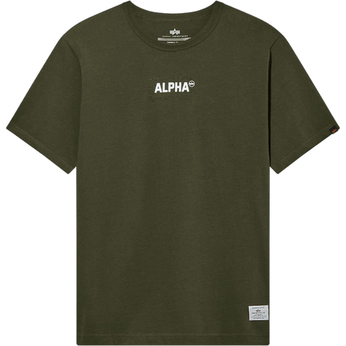 Футболка ALPHA INDUSTRIES, хлопок, принт надписи, размер S, серый